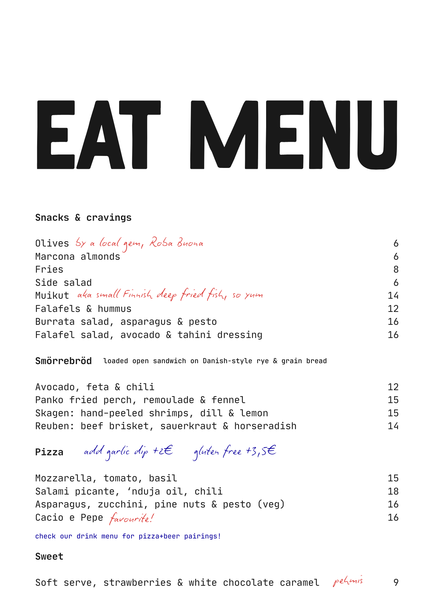 EAT & DRINK MENU 625