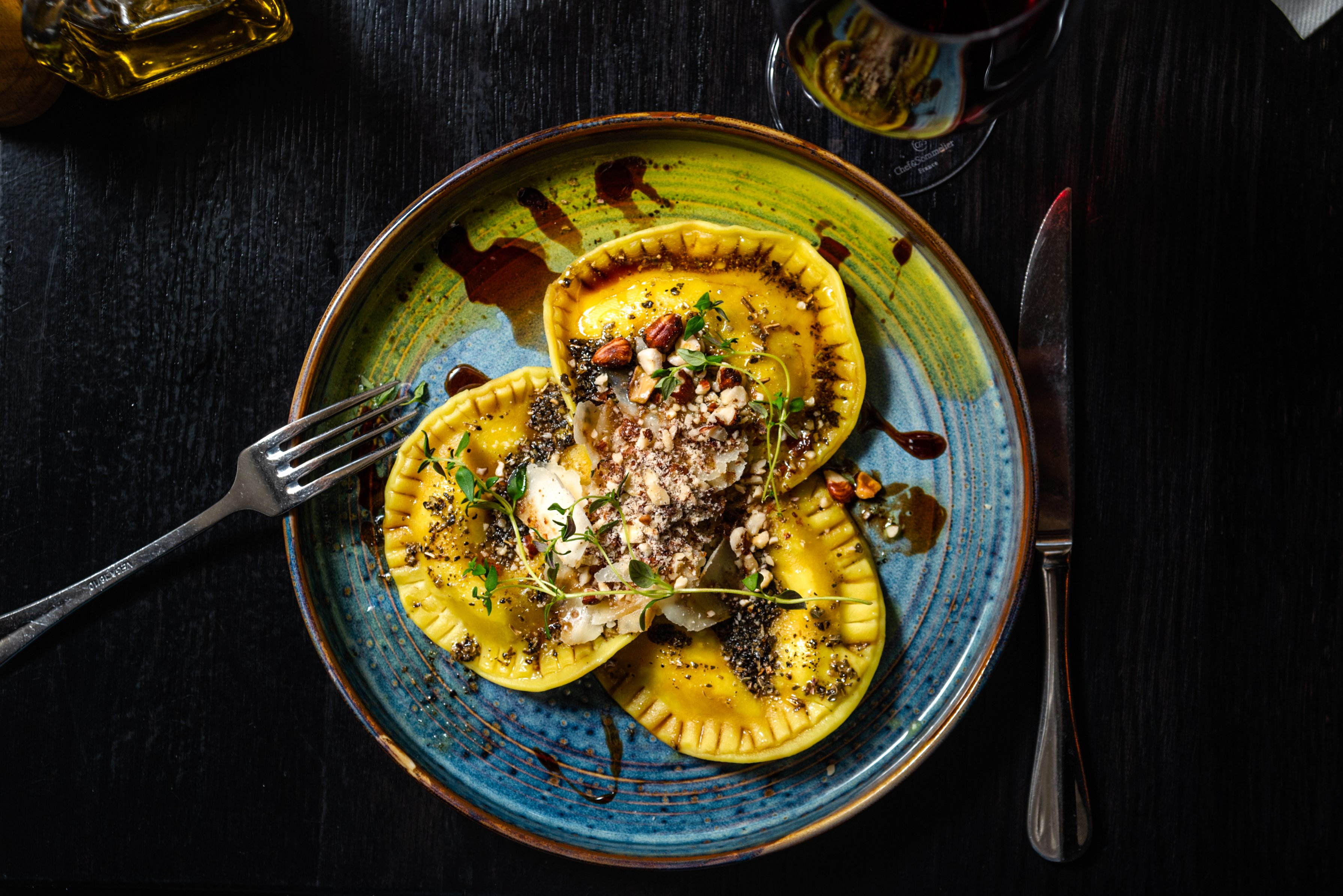 Tallrik med pasta från Villa Romana